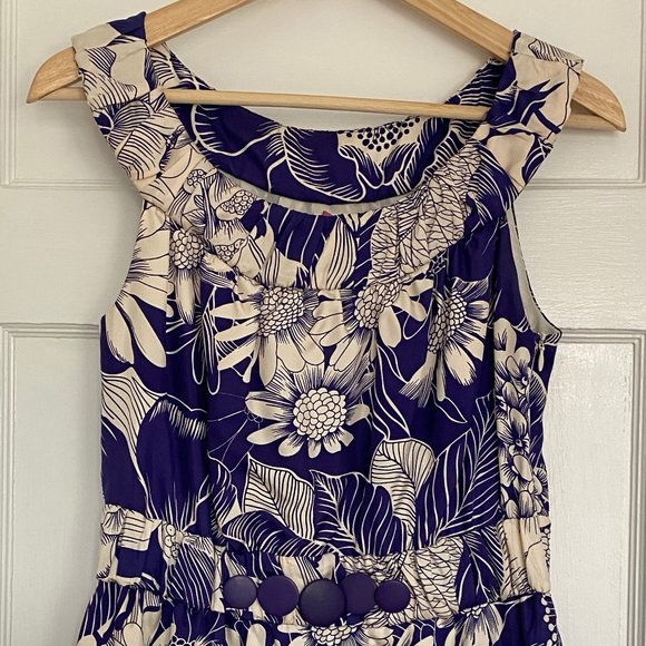 Anthropologie x Yoana Baraschi Blue & White Silk Mini Dress, Size 2 - Picture 2 of 5